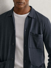 Merino Wool Button-Through Shirt Midnight Navy | Mens