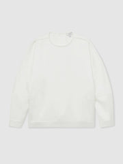 Satin Button-Back Long-Sleeve Top Ivory | Womens