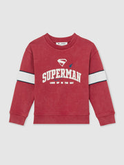 9-13 yrs Superman Cotton Logo Sweatshirt Red | Children
