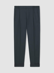 Relaxed-Fit Pleated Tapered Trousers Steel Blue | Mens