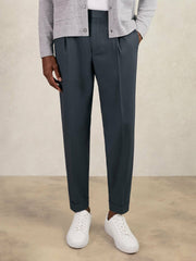 Relaxed-Fit Pleated Tapered Trousers Steel Blue | Mens