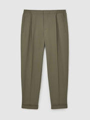 Relaxed-Fit Pleated Tapered Trousers Sage | Mens