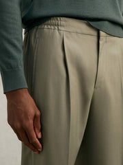 Relaxed-Fit Pleated Tapered Trousers Sage | Mens