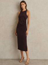 Jersey Ruched Racer Midi Dress Burgundy | Womens