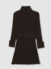 13-14 yrs Rib-Knit Roll-Neck Belted Dress Chocolate | Children