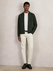 Four-Pocket Zip-Through Cardigan Forest Green | Mens