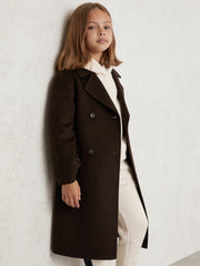 3-9 yrs Double-Breasted Blindseam Wool-Blend Coat Chocolate Brown | Children