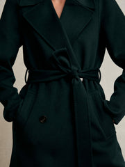 Petite Double-Breasted Blindseam Coat Wool-Blend Green | Womens