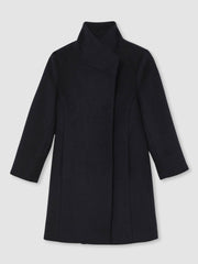 Wool-Blend Funnel-Neck Coat Navy | Children