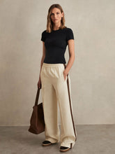 Side-Stripe Wide-Leg Trousers Cream | Womens