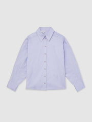 Cotton Button Through Oxford Shirt Blue | Womens