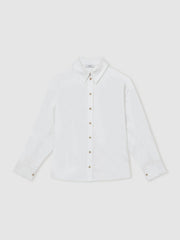 Cotton Button Through Oxford Shirt White | Womens
