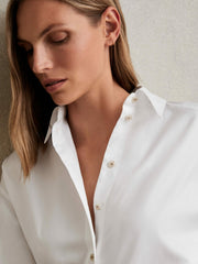 Cotton Button Through Oxford Shirt White | Womens