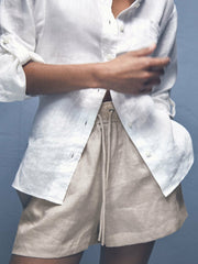 Linen-Blend Drawstring Shorts Neutral | Womens