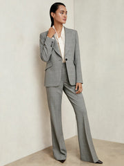 Single-Breasted Check Suit Blazer Grey | Womens