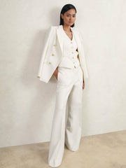 Single-Breasted Twill Waistcoat With Wool White | Womens