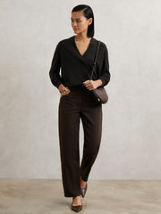 Cashmere V-Neck Jumper Chocolate Brown | Womens