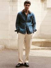 Lyocell Cotton Wide Utility Trousers Ecru | Mens