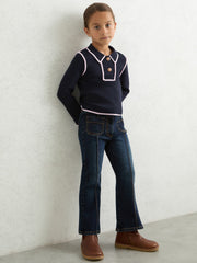 3-9 yrs Piped Knitted Collar Top Navy | Children