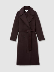 Double-Breasted Blindseam Coat Wool-Blend Aubergine | Womens