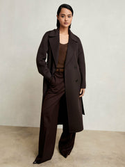 Double-Breasted Blindseam Coat Wool-Blend Aubergine | Womens
