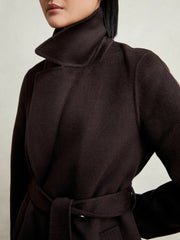 Double-Breasted Blindseam Coat Wool-Blend Aubergine | Womens
