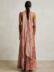 Petite Chiffon Floral Cape Maxi Dress Pale Pink | Womens