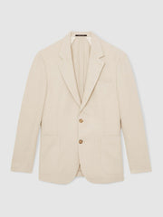 Slim Fit Single Breasted Textured Blazer with Cotton Stone | Mens