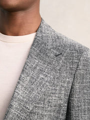 Single-Breasted Textured Mélange Blazer Slim-Fit Navy Melange | Mens