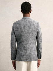 Single-Breasted Textured Mélange Blazer Slim-Fit Navy Melange | Mens