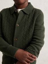 9-13 yrs Wool V-Stitch Button-Through Cardigan Forest Green | Children