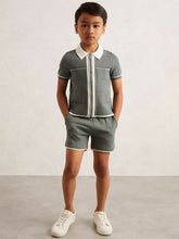 13-14 yrs Tipped Knit Zip-Through Shirt Dark Sage Green | Children