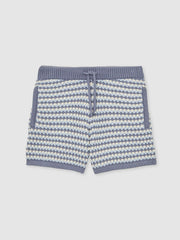 9-13 yrs Cotton-Blend Knitted Stripe Shorts Blue/White | Children