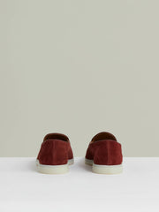 Suede Tassel Loafers Maroon Red | Mens