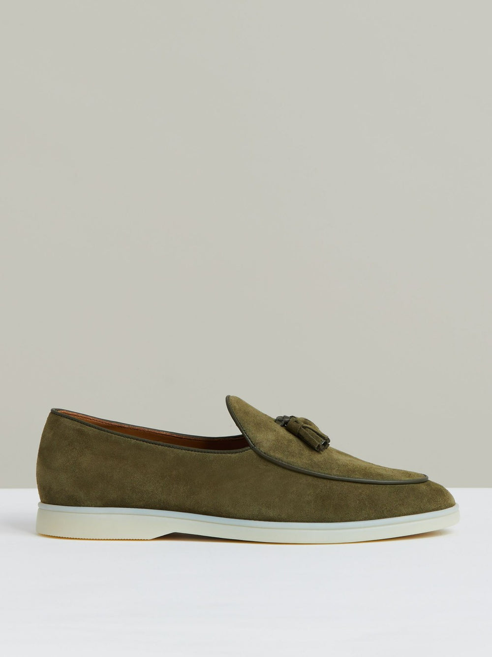 Suede Tassel Loafers Moss Green | Mens