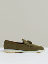 Suede Tassel Loafers Moss Green | Mens