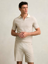 Cotton-Blend Stripe Drawstring Shorts Ecru/Taupe Brown | Mens