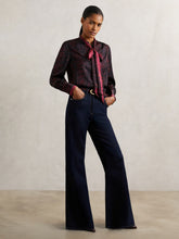 Snake-Print Tie-Neck Blouse Burgundy | Womens