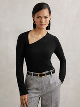 Wool-Blend Asymmetric Knit Top Black | Womens