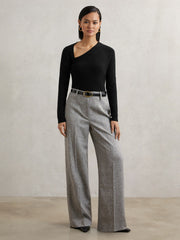 Wool-Blend Asymmetric Knit Top Black | Womens
