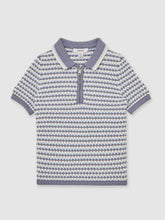 13-14 yrs Knitted Stripe Half-Zip Polo Shirt Blue/White | Children