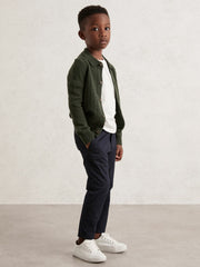 13-14 yrs Wool V-Stitch Button-Through Cardigan Forest Green | Children