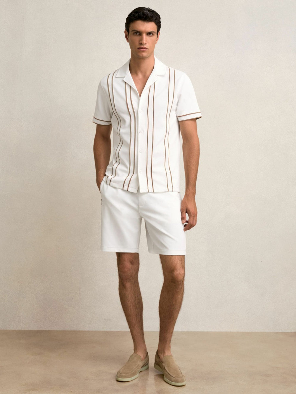 Textured Drawstring Shorts White | Mens