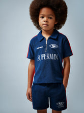 9-13 yrs Superman Towelling Polo Shirt Blue/Red | Children