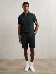 Textured Drawstring Shorts Navy | Mens