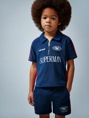 13-14 yrs Superman Towelling Polo Shirt Blue/Red | Children