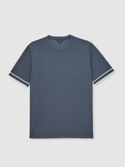 Textured Crew-Neck Tipped T-Shirt Airforce Blue | Mens