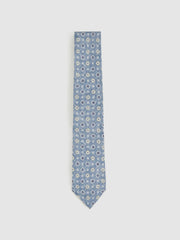 Silk Floral-Medallion Tie Soft Blue | Mens