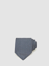 Silk Geometric-Chain Print Tie Navy | Mens