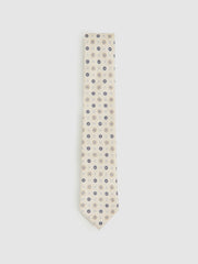 Silk Floral-Medallion Tie Ivory | Mens